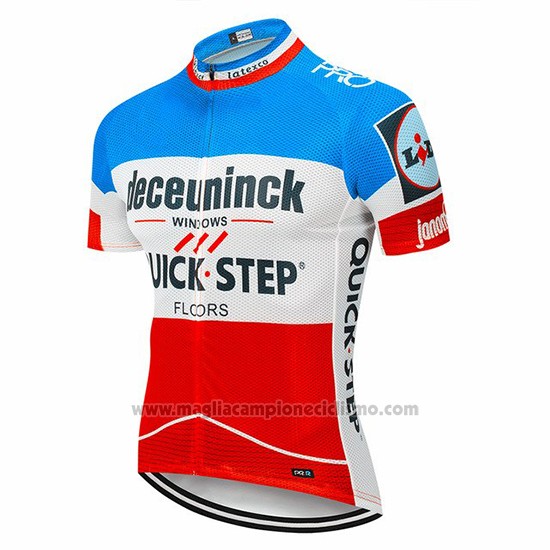 2019 Abbigliamento Ciclismo Deceuninck Quick Step Blu Bianco Rosso Manica Corta e Salopette